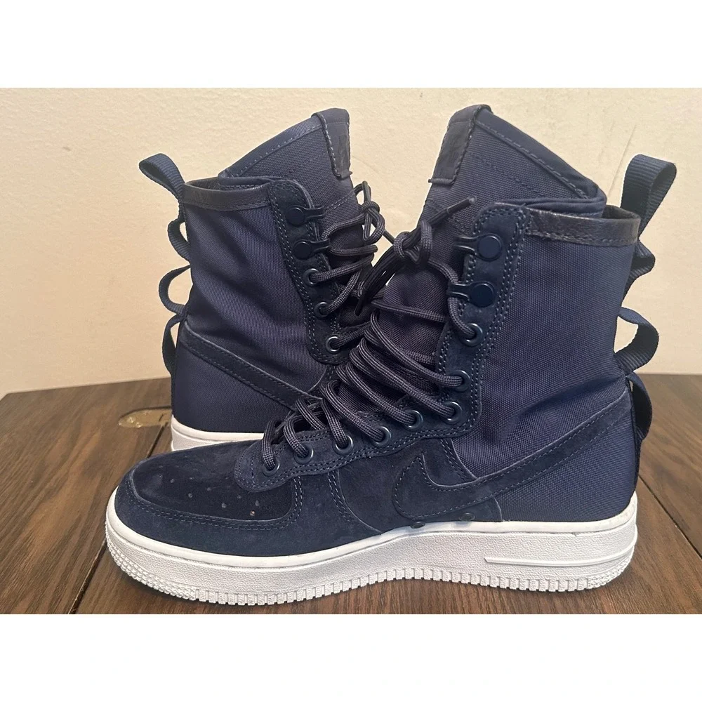 Nike Air Force 1 Hi Women's Size 7.5 Midnight Navy Suede 857872-401 No Straps‎